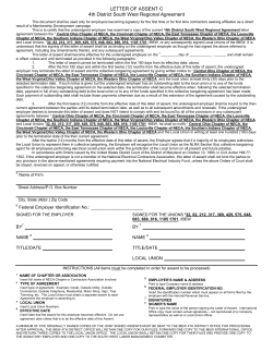 LETTER OF ASSENT C 4th District South West Regional Agreement