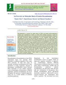 An Overview on Molecular Basis of Genetic Recombination