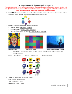 4th grade Study Guide for the art test, week of February 13 2. Color
