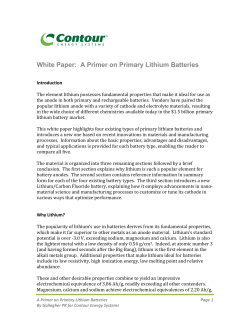 A Primer on Primary Lithium Batteries
