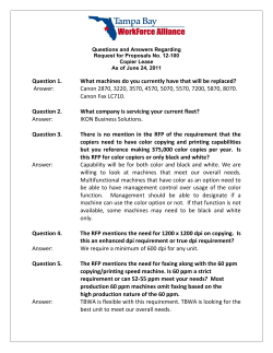 Question 1. What machines do you currently have that will be