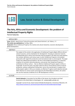 The Arts, Africa and Economic Development: the problem of