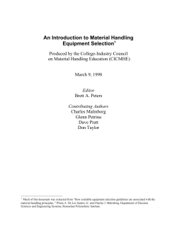 An Introduction to Material Handling Equipment Selection1