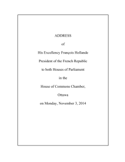 ADDRESS of His Excellency Fran&ccedil;ois Hollande President of the