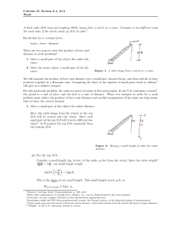 Calculus II, Section 6.4, #14 Work A thick cable, 60 ft long and