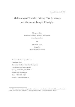 Multinational Transfer Pricing, Tax Arbitrage and the Arm`s