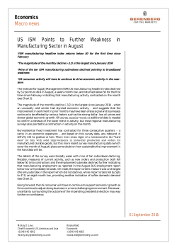 US ISM Points to Further Weakness in Manufacturing