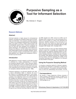 Purposive Sampling as a Tool for Informant Selection