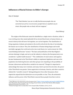 Influences of Racial Science in Hitler`s Europe