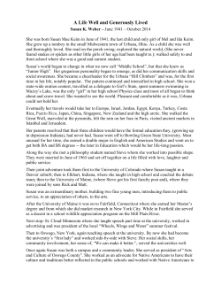 The Life of Susan K. Weber - San Diego State University