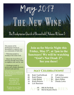 May Newsletter - Presbyterian Church of Broomfield