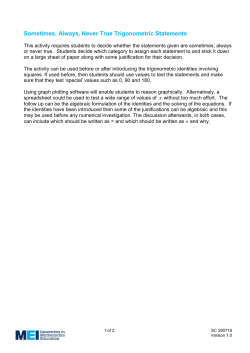 Sometimes, Always, Never True Trigonometric Statements