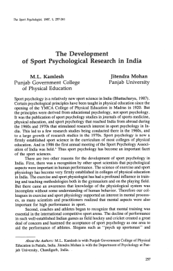 The Development of Sport Psychological Research