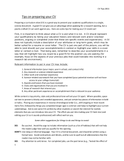 Tips on preparing your CV