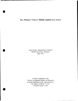 Th~ Woman`s Voice in Middle English Love Lyrics