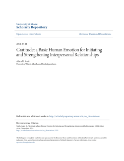 Gratitude: a Basic Human Emotion for Initiating and Strengthening