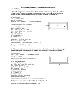 Solutions to Quadratic Equations Word Problems