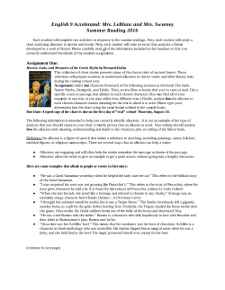 English 9 Accelerated: Mrs. LeBlanc and Mrs. Sweeney Summer