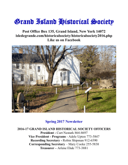 Historical Society Spring 2017 Newsletter