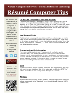 Résumé Computer Tips - Florida Institute of Technology