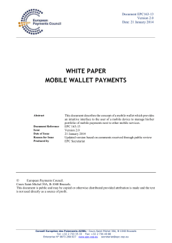 EPC White Paper Mobile Wallet Payments and Feedback