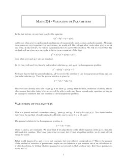 MATH 234 - VARIATION OF PARAMETERS VARIATION OF