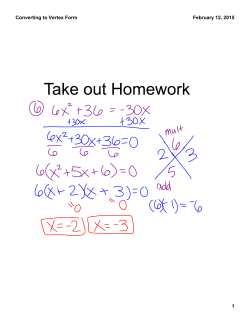 Converting to Vertex Form