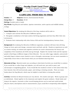 Jacoby Creek Land Trust A LIFE LOG: FROM EGG TO FROG