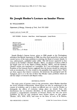 Sir Joseph Hooker`s Lecture on Insular Floras