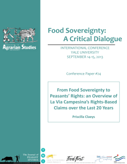 Food Sovereignty: A Critical Dialogue
