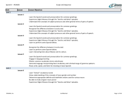 Spanish I - WL9603 Scope and Sequence Unit Lesson Lesson