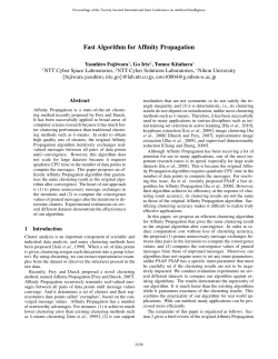 Fast Algorithm for Affinity Propagation