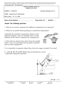 Class VI Science worksheet separation of