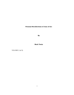 Personal Recollections of Joan of Arc By Mark Twain VOLUME 2 (of 2)