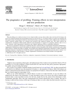 The pragmatics of profiling: Framing effects in text interpretation and