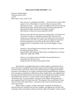 ENGL2561J: SATIRE AND IRONY I `14 Professor Melinda Rabb 70