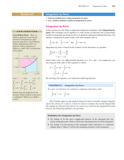 Section 8.2 Integration by Parts Integration by Parts