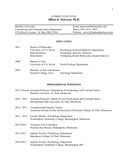 curriculum vitae - Dr. Jillian Peterson
