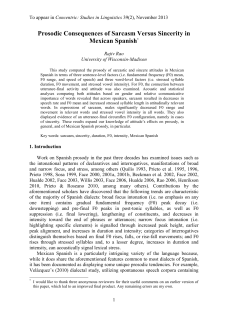 Prosodic Consequences of Sarcasm Versus Sincerity