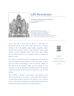 LRS Newsletter - Symbolic Literature of the Renaissance