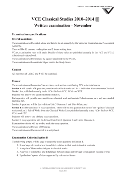 Classical Studies 2010–2014 – Specifications and sample