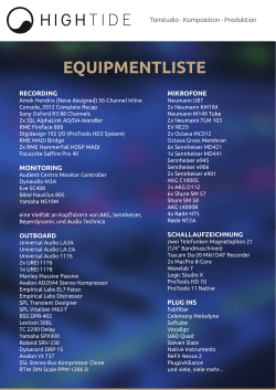 equipmentliste - High Tide Tonstudio