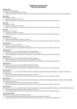 Times Table Club Guidance for Parents
