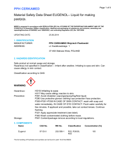 PPH CERKAMED Material Safety Data Sheet EUGENOL&ndash; Liquid for