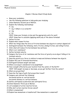 Date: ______ Physical Science Class: ______ Chapter 3 Revi