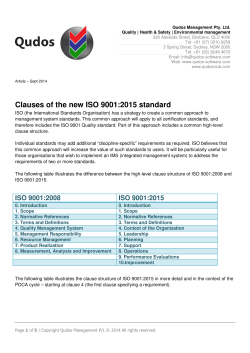 Clauses of the new ISO 9001:2015 standard