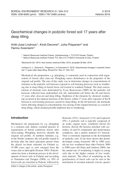 Geochemical changes in podzolic forest soil 17 years after deep tilling