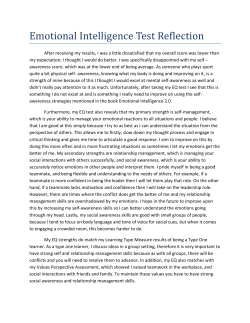 Emotional Intelligence Test Reflection