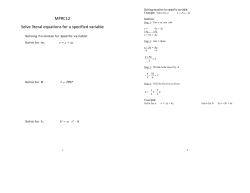 MPRC12 Solve literal equations for a specified variable
