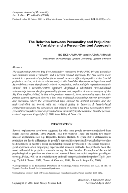 The Relation between Personality and Prejudice: A Variable